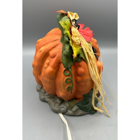 Vtg Ceramic Pumpkin Halloween Decoration Lighted Jack O Lantern Electric Fall - Picture 4 of 8